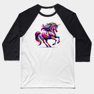 Geometric Rainbow Unicorn: Magical Color Spectrum Baseball T-Shirt